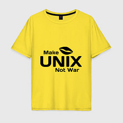 Футболка оверсайз мужская Make unix, not war, цвет: желтый