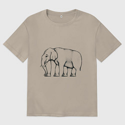 Футболка оверсайз мужская Сколько ног у слона, цвет: миндальный