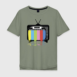 Футболка оверсайз мужская Телевизор, цвет: авокадо