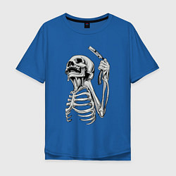 Футболка оверсайз мужская Скелет с бритвой, цвет: синий
