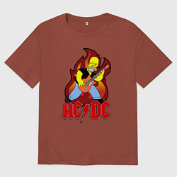 Футболка оверсайз мужская AC/DC Homer, цвет: кирпичный