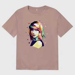 Футболка оверсайз мужская Taylor Swift Art, цвет: пыльно-розовый