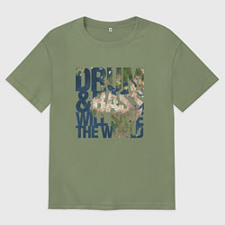 Футболка оверсайз мужская Drum & Bass: The World, цвет: авокадо