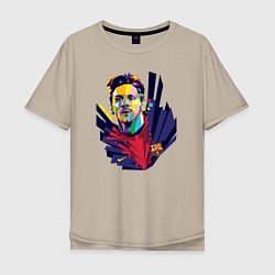 Футболка оверсайз мужская Messi Art, цвет: миндальный