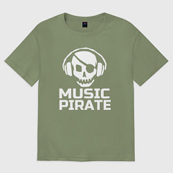 Футболка оверсайз мужская Music pirate, цвет: авокадо