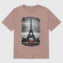 Футболка оверсайз мужская Эйфелева башня, цвет: пыльно-розовый