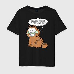 Футболка оверсайз мужская Garfield: Smiling Cat, цвет: черный