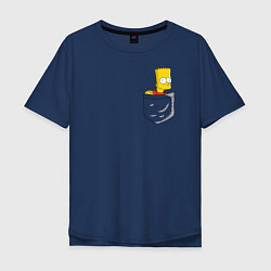 Футболка оверсайз мужская Карманный Барт, цвет: тёмно-синий