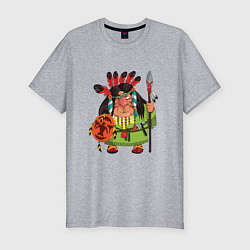 Футболка slim-fit Забавные Индейцы 8, цвет: меланж