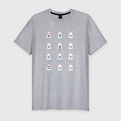 Футболка slim-fit 12 эмоций бультерьера, цвет: меланж