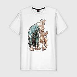 Футболка slim-fit Кошки сфинксы, цвет: белый