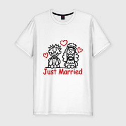 Мужская slim-футболка Just married (Молодожены)