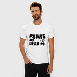 Футболка slim-fit Punks not dead, цвет: белый — фото 2