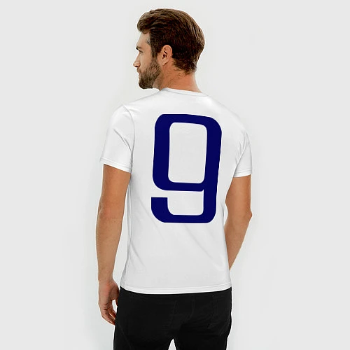 Мужская slim-футболка Сборная Испании: 9 номер / Белый – фото 4