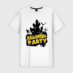 Футболка slim-fit Halloween party-замок, цвет: белый