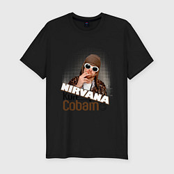 Футболка slim-fit Kurt Cobain in glasses, цвет: черный