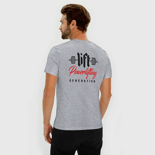 Мужская slim-футболка Lift - Powerlifting generation / Меланж – фото 4