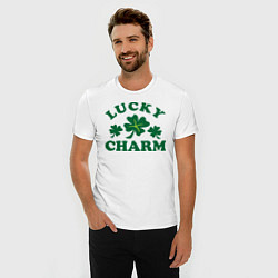 Футболка slim-fit Lucky charm - клевер, цвет: белый — фото 2