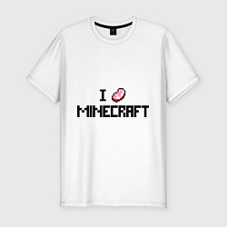 Футболка slim-fit I love minecraft, цвет: белый