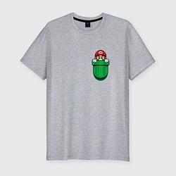 Футболка slim-fit Марио в кармане, цвет: меланж