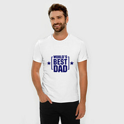 Футболка slim-fit Worlds best dad, цвет: белый — фото 2