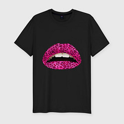 Футболка slim-fit Pink leopard lips, цвет: черный