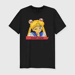 Футболка slim-fit Sailor Moon Good Luck, цвет: черный