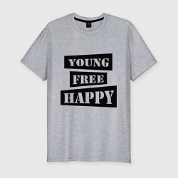 Футболка slim-fit Young free happy, цвет: меланж