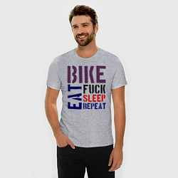 Футболка slim-fit Bike eat sleep repeat, цвет: меланж — фото 2