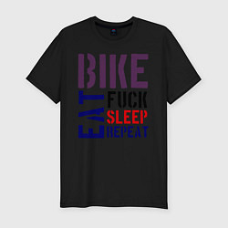 Футболка slim-fit Bike eat sleep repeat, цвет: черный