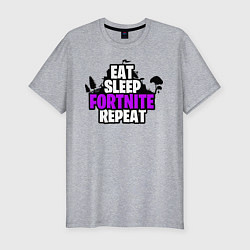 Футболка slim-fit Eat, Sleep, Fortnite, Repeat, цвет: меланж