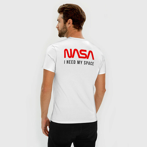 Мужская slim-футболка Nasa i need my space / Белый – фото 4