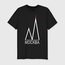 Футболка slim-fit Москва-белый логотип-2, цвет: черный