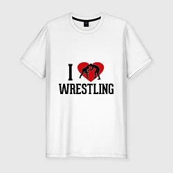 Футболка slim-fit I love wrestling, цвет: белый