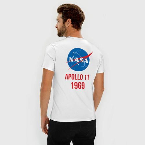 Мужская slim-футболка Nasa Apollo 11 / Белый – фото 4