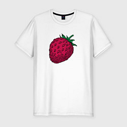Футболка slim-fit Клубника, цвет: белый