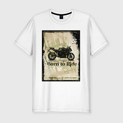 Футболка slim-fit Born to Ride, цвет: белый