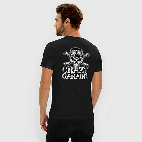 Мужская slim-футболка Crazy garage / Черный – фото 4