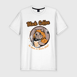Футболка slim-fit Black Coffee Cat, цвет: белый