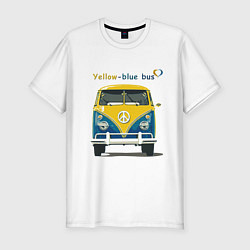 Футболка slim-fit Я люблю вас Yellow-blue bus, цвет: белый