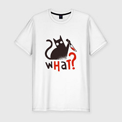 Футболка slim-fit What cat, цвет: белый