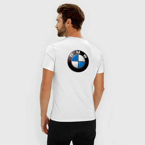 Мужская slim-футболка BMW оскал / Белый – фото 4