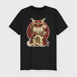 Футболка slim-fit Кот Самурай, цвет: черный