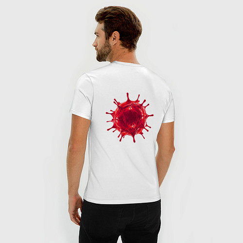 Мужская slim-футболка Red Covid-19 bacteria / Белый – фото 4