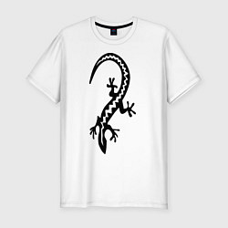 Футболка slim-fit Ящерка парная, цвет: белый