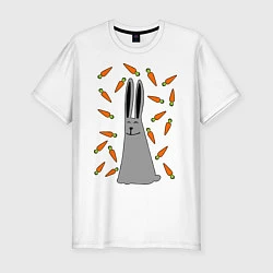 Мужская slim-футболка Кролик в морковке
