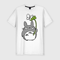 Футболка slim-fit Totoro и бабочка, цвет: белый