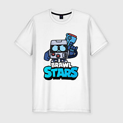 Футболка slim-fit Virus 8 bit brawl stars Blue, цвет: белый