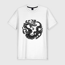 Футболка slim-fit Китайский древний дракон, цвет: белый