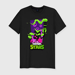 Мужская slim-футболка 8 bit green brawl stars 8 бит